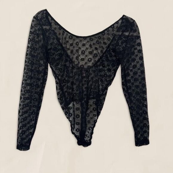 Victoria's Secret Tops - Victoria's Secret black lace bodysuit | size XS lace floral coquette goth